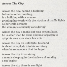 Rajiv Joseph, 1996 Across the city, behind a building, behind another building...