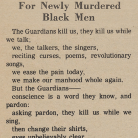 Marian Musgrave, 1980 The Guardians kill us, they kill us while we talk...