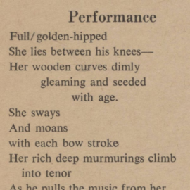 Rita Dove, 1970 Full/golden-hippped She lies between his knees...
