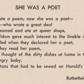Ruthethel Newell, 1941 She wrote a poem; now she was a poet...