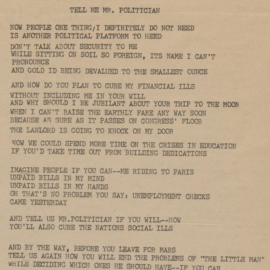 Clifford Butler, 1975 NOW PEOPLE ONE THING/ I DEFINITELY DO NOT NEED IS...