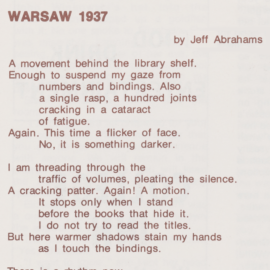 Jeff Abrams, 1974 A movement behind the library shelf...
